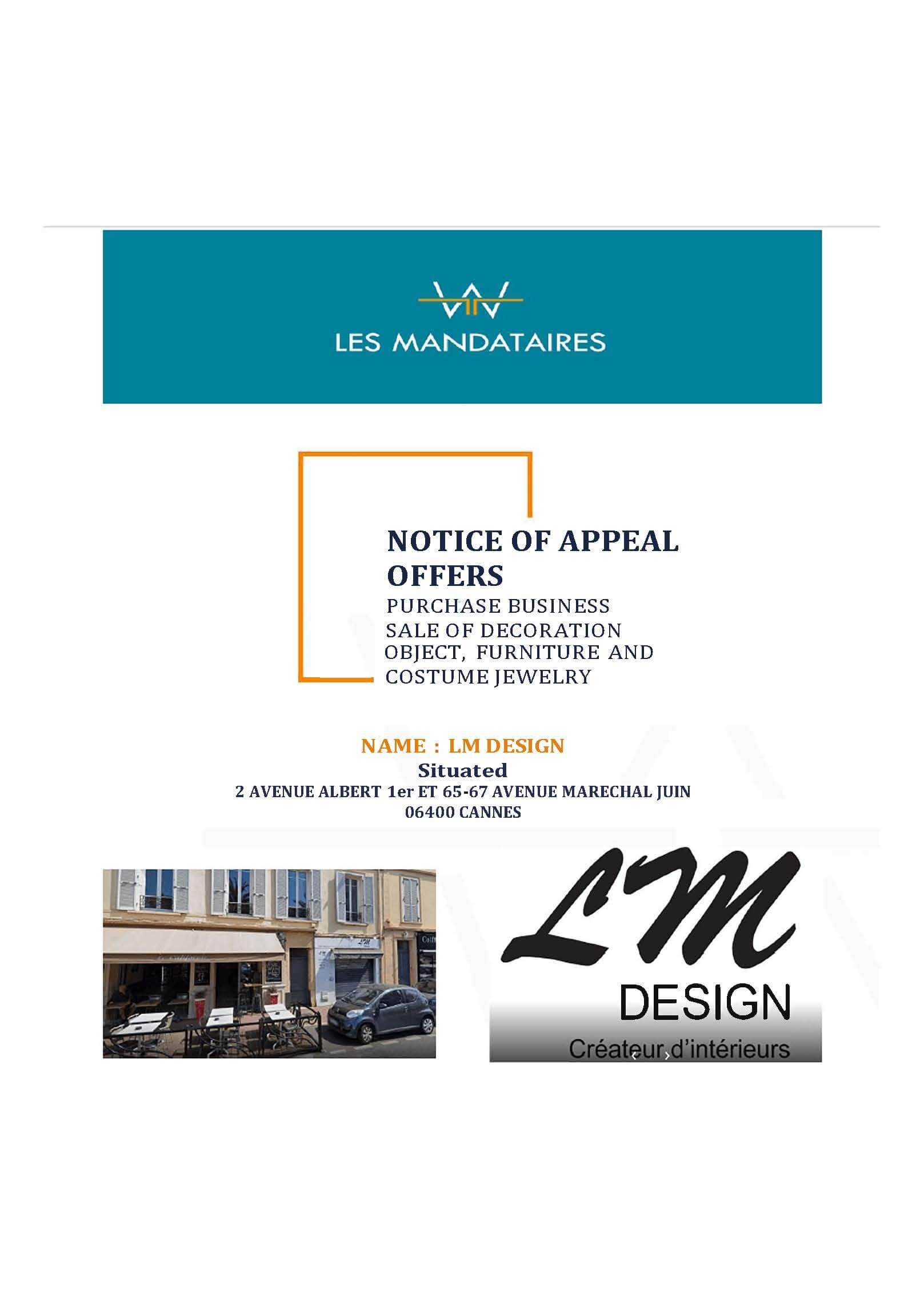 CALL FOR TENDERS: L.M DESIGN BRAND